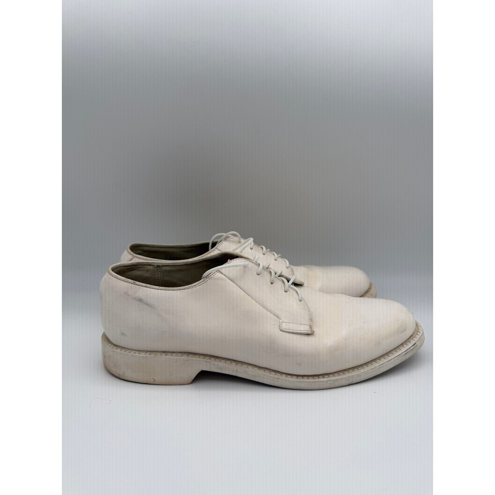 Vintage Bates US Navy USN White Leather Service Oxford Shoes Mens 8.5 D 12336